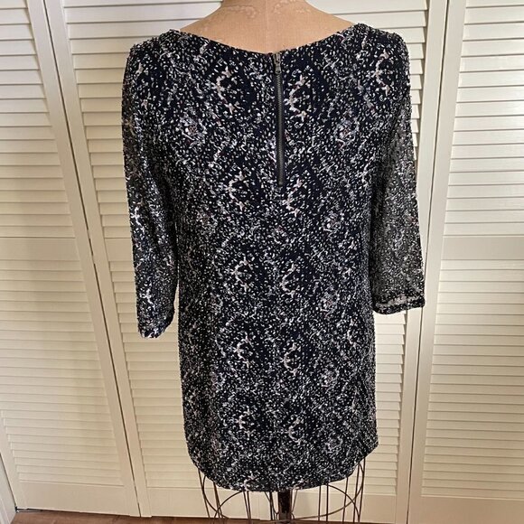 CLUB MONACO Women's Mini Dress Multicolor Sheer 3/4 sleeves Size 8 - Picture 8 of 10